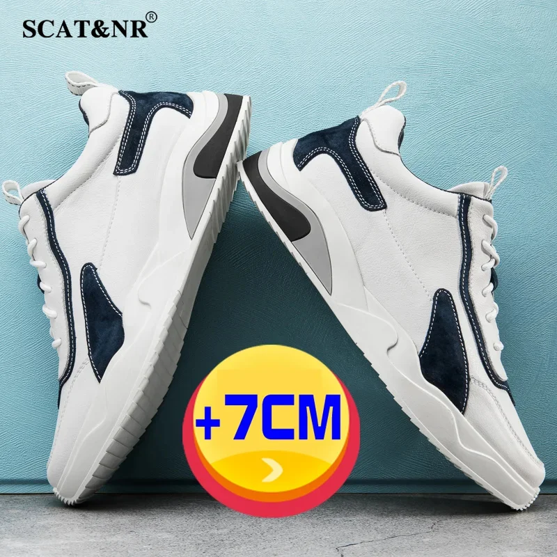 Fashion genuine leather elevator shoes men designer casual lift sneakers height increase insole 6cm tall shoes man leisure sport