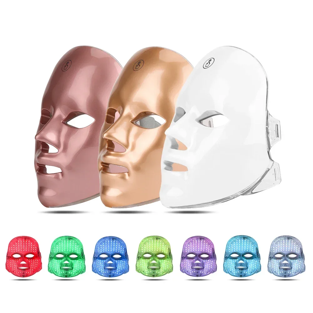 Wholesale custom logo 7 color led  light face lift led therapy facial mask pink gold white