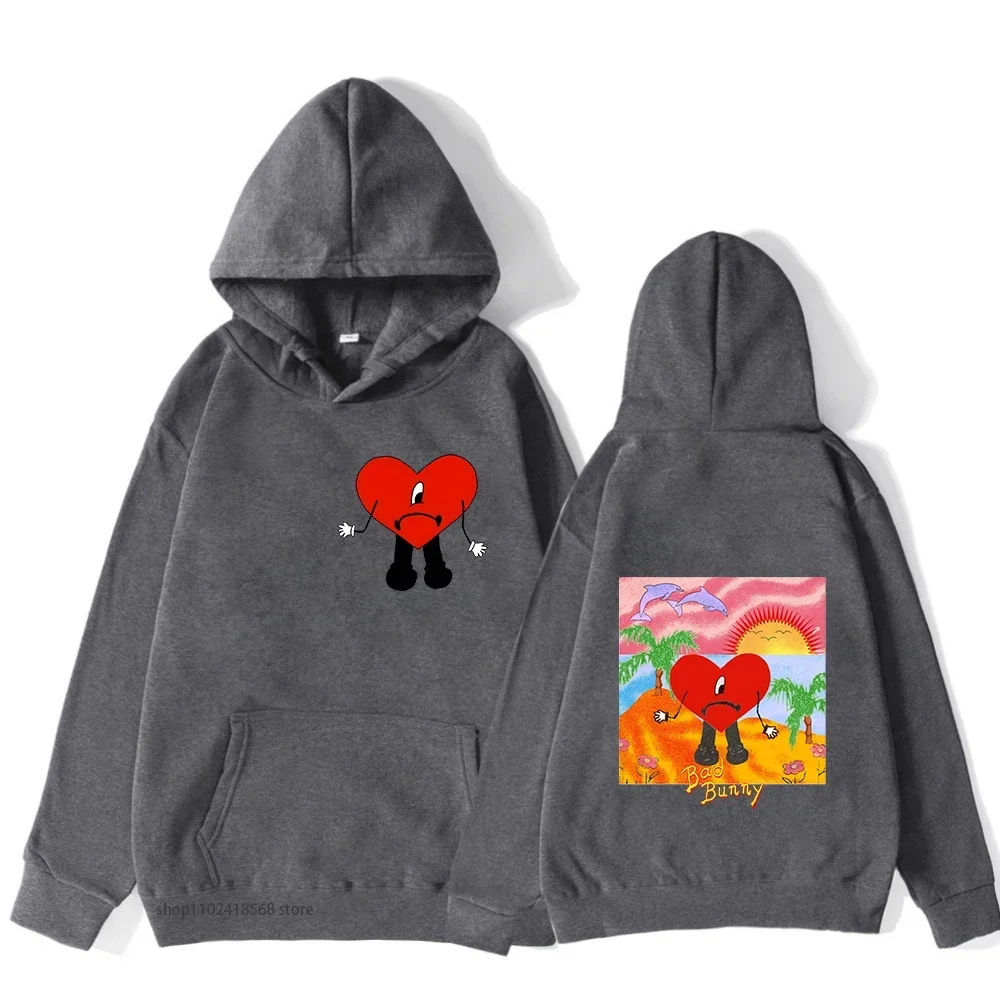 سيئة الأرنب هوديس الشارع الشهير للجنسين Un Verano Sin Ti البلوز الرجال أزياء ربيع الخريف الشتاء الملابس إلكتروني طباعة سوداديراس #5