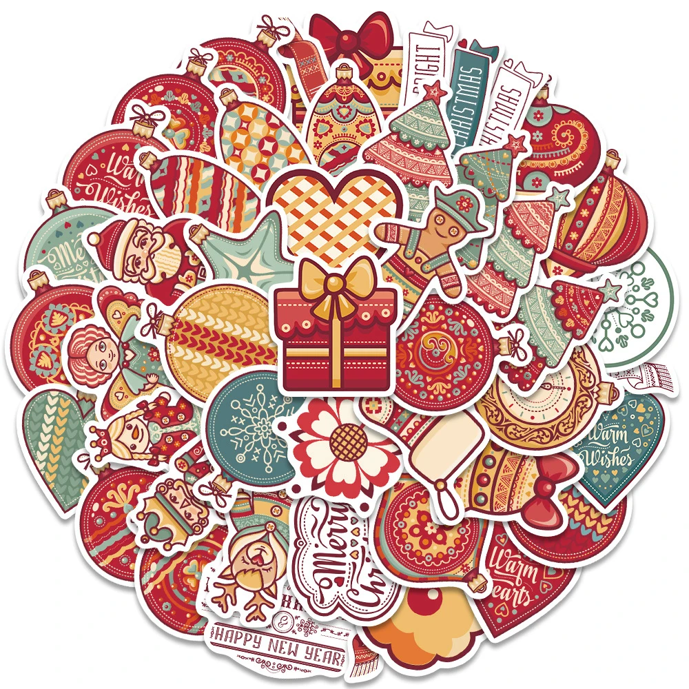 

10/30/48pcs Cute Christmas Pendant Cartoon Stickers Stationery Phone Notebook Laptop DIY Vintage Waterproof Graffiti Sticker Toy