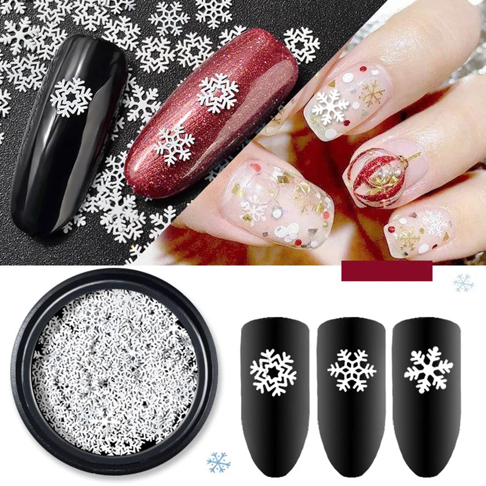 Adesivi per unghie con paillettes a fiocco di neve per donne Decalcomanie bianche con glitter natalizi per ragazze