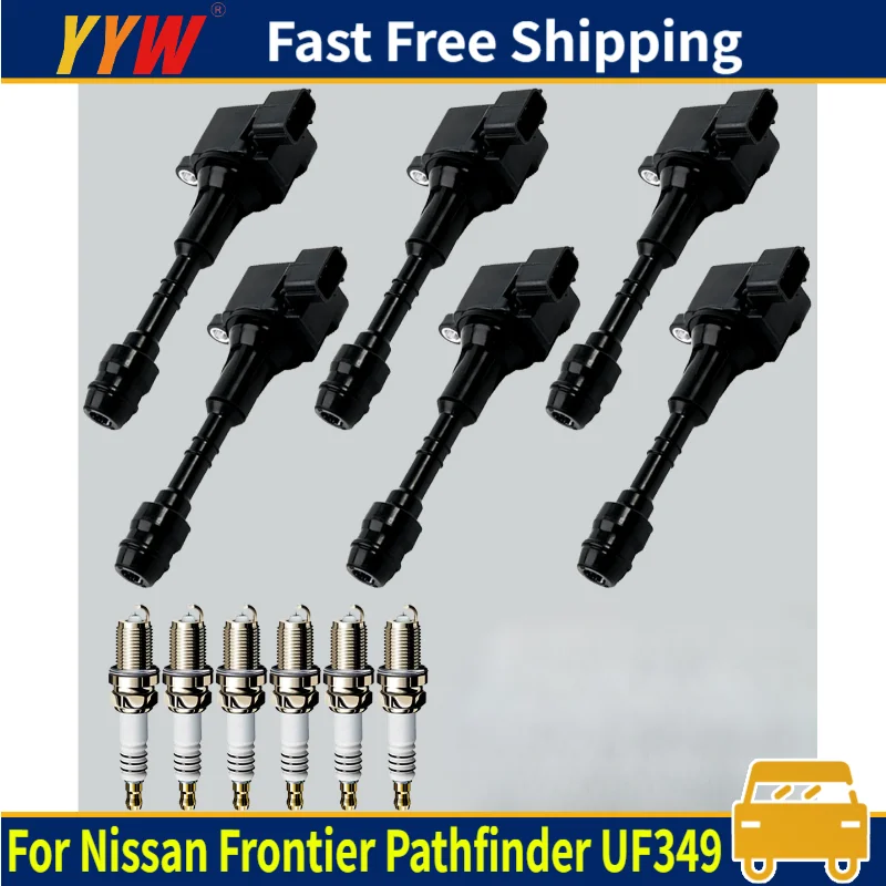 

6PCS OEM Ignition Coil + 6PCS Iridium Spark Plug For Nissan Frontier Pathfinder UF349
