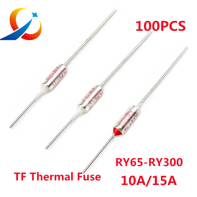 

100PCS TF Thermal Fuse RY 10A 15A 250V Temperature Control Thermostat Switch 120 121 142 155 165 172 216 220 240 280 ℃ Degree