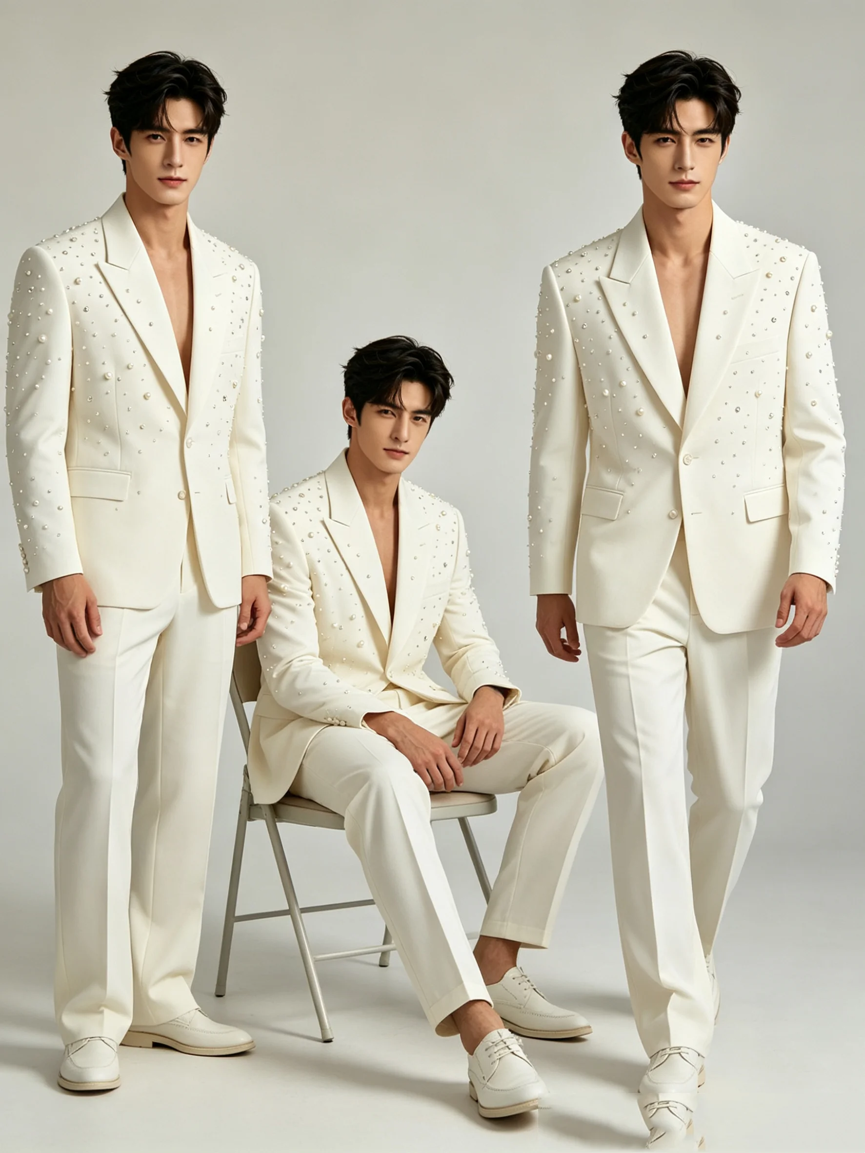 

Crystal Men Suit Set 2 Pcs Blazer+Black Pants Trousers Designer Cotton Customized Formal Office Jacket Wedding Tuxedos Prom Coat