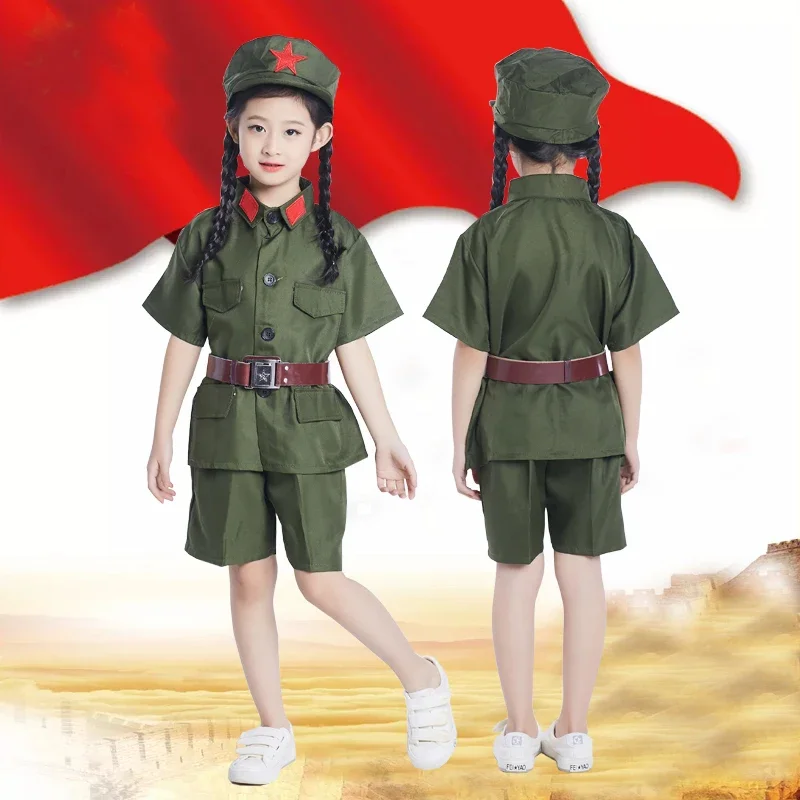 New Design Children Military Uniform  Red Army Clothing The Eight Route Clothes China Clothes Cosplay Dance Costumes