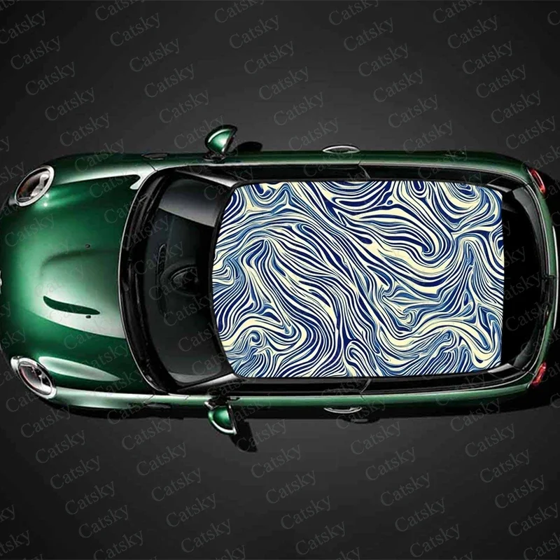 Abstract Pinstripe Car Roof Sticker Wrap Racing SUV Accessories Packaging Painted PVC Custom Car Graphic Decal