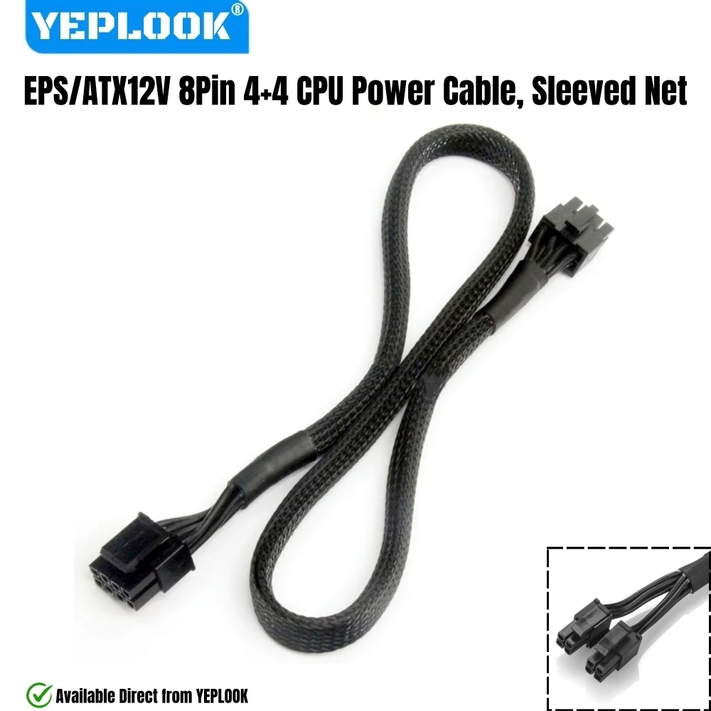 

Single 8Pin 4+4Pin Sleeved Net 18AWG 60CM CPU Power Cable for Corsair HX1500i, HX1200i, HX1000i HX-i Series Type 4 Modular Power