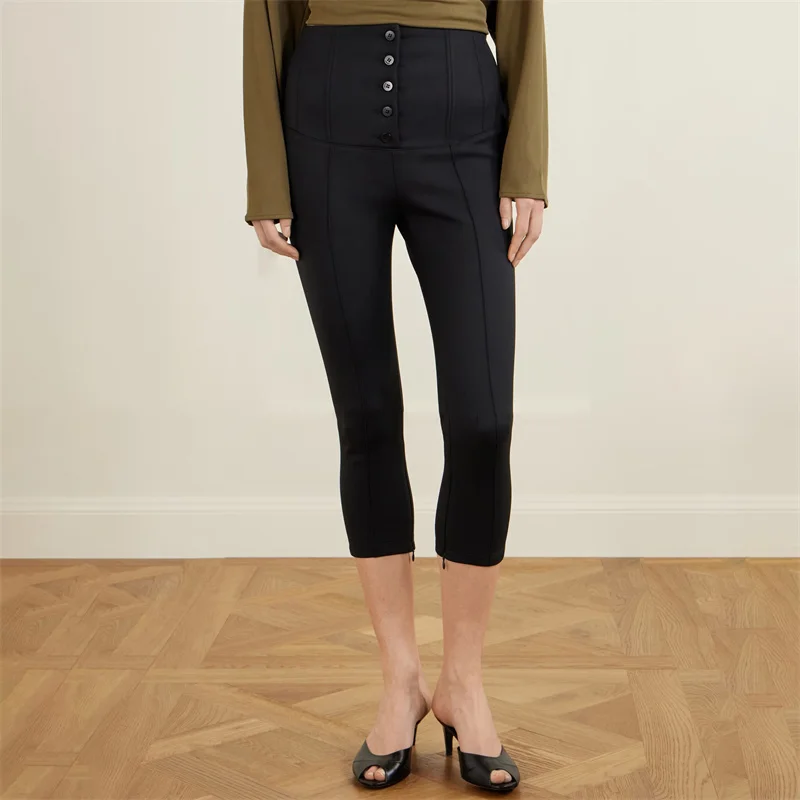 women's shorts New high waisted slim fit pencil pants for autumn 2026 Asymmetric knee length pants casual shorts women's pants
