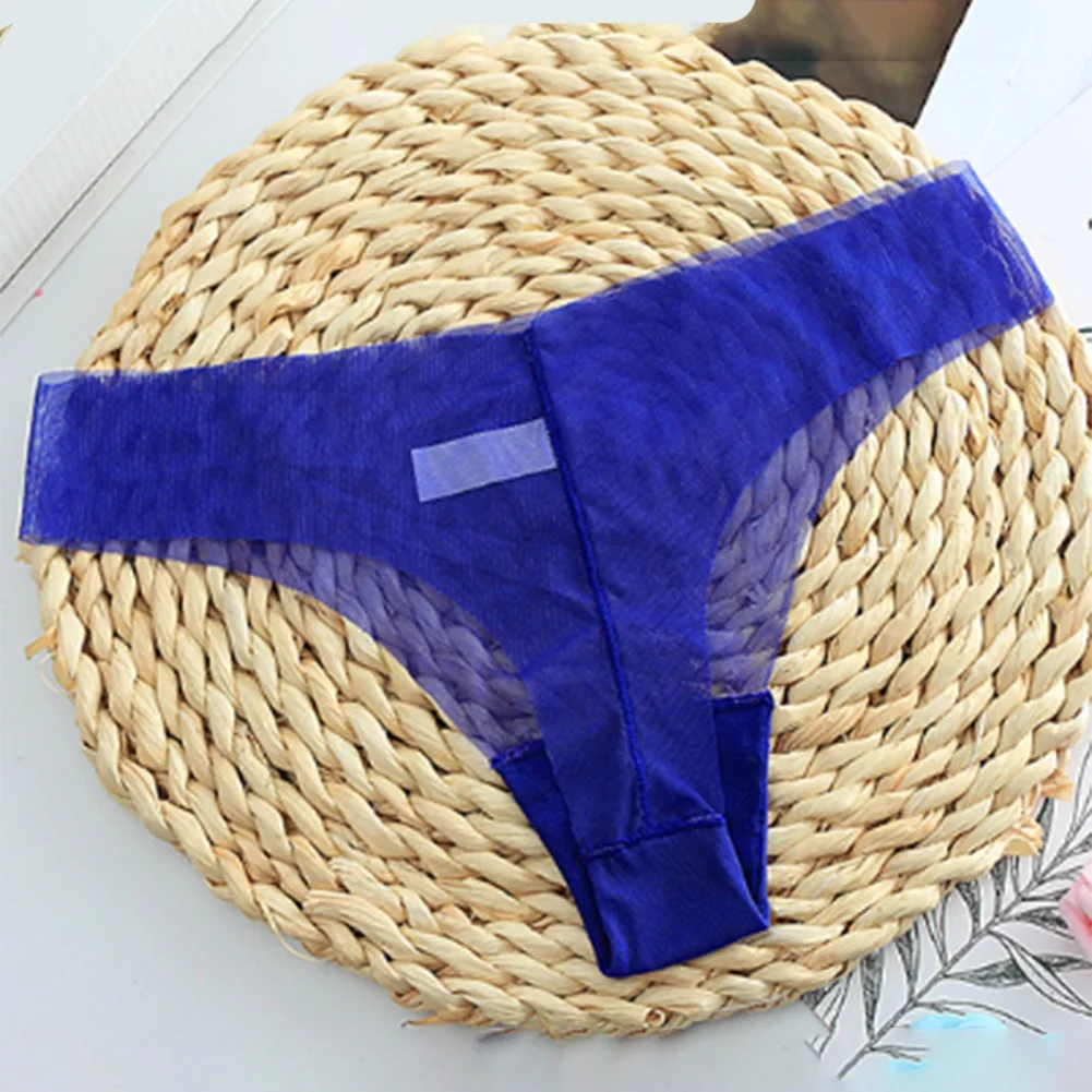 Calcinha sem costura transparente ultra-fina para mulheres, tanga sexy g-corda, veja através de cuecas, tangas femininas de baixo crescimento