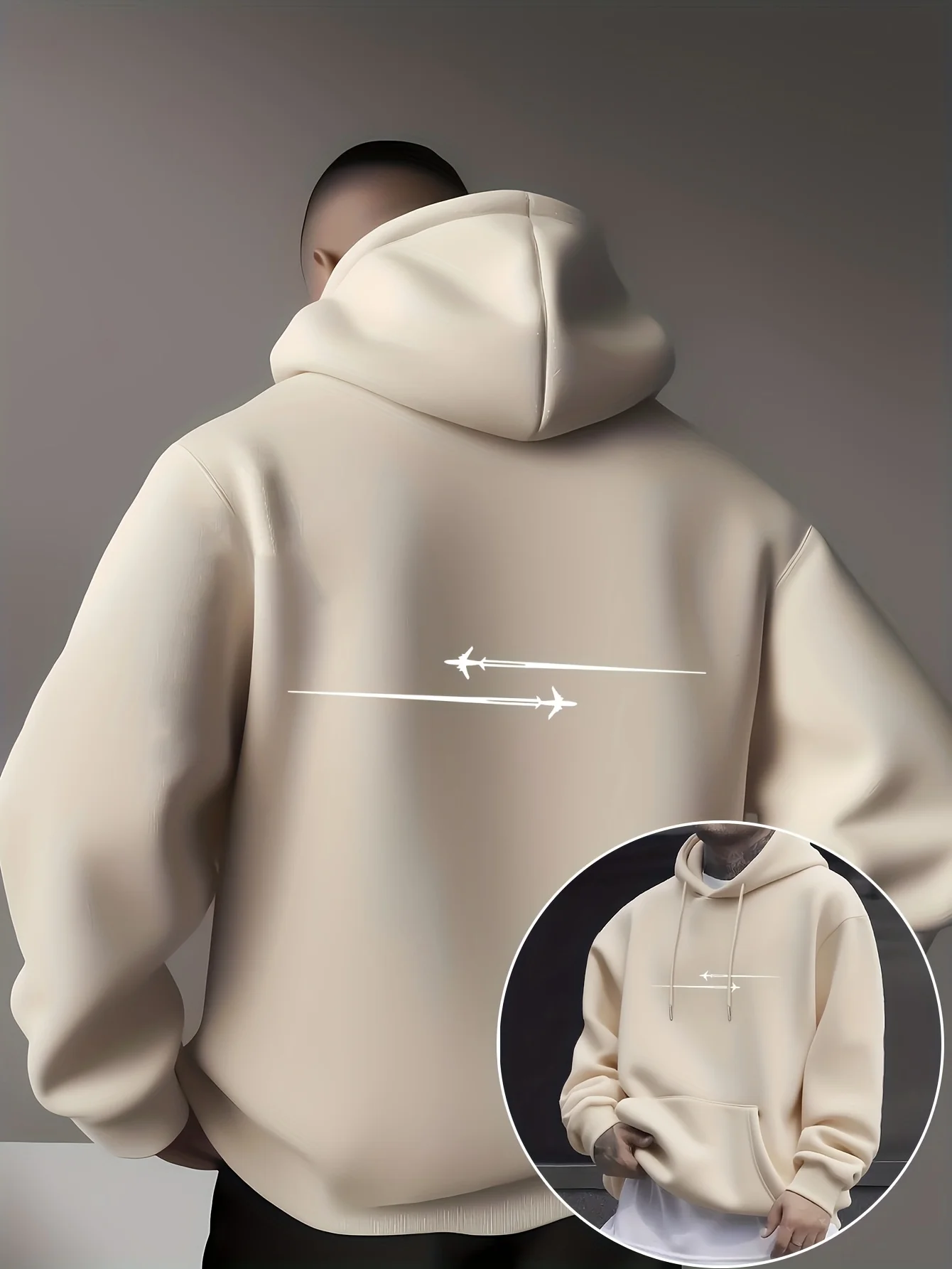 Men's Comfortable Casual Hooded Sweatshirt, Fleece‑Lined Kangaroo Pocket, Micro‑Elastic Knitted Fabric With Fashion Pattern