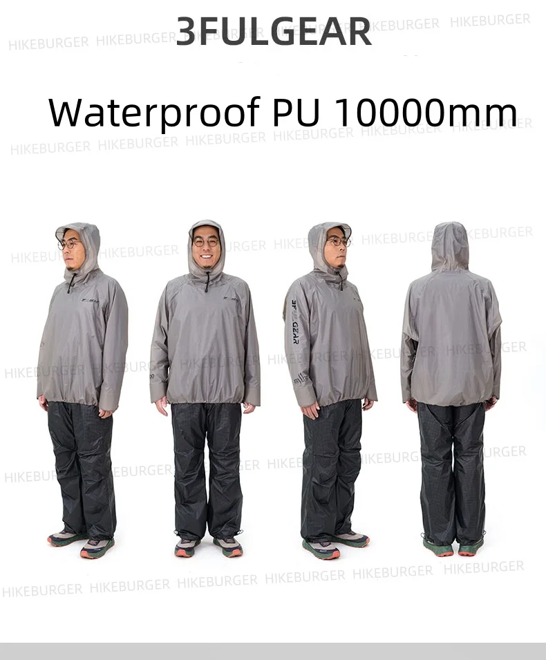 3F UL GEAR Qingsuo Regenjacke Outdoor Ultraleichter Regenponcho mit Reißverschluss Wander-Regenmantel Wasserdicht für Reisen und Bergsteigen – Detail 4