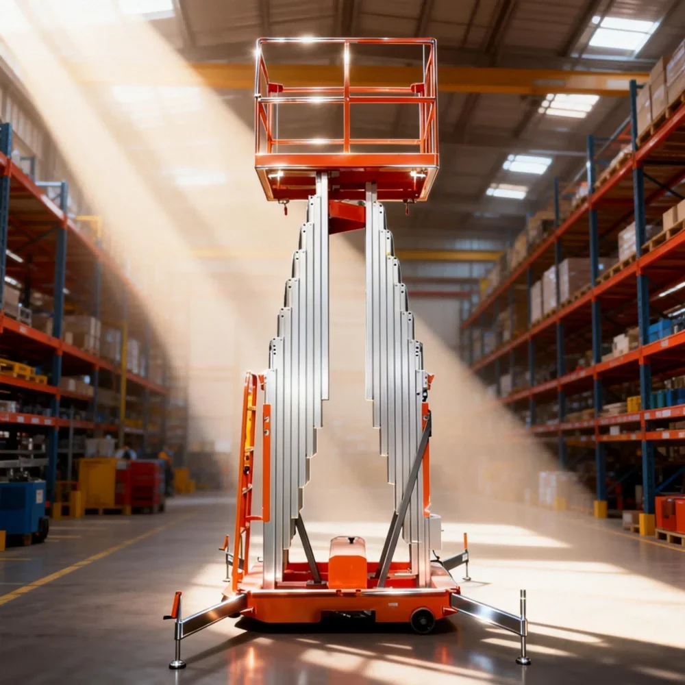 Mobile Single and Double Column Freight Elevator Factory Manned Vehicle Indoor Aluminum Alloy Lift Electric Small Platform Hydra