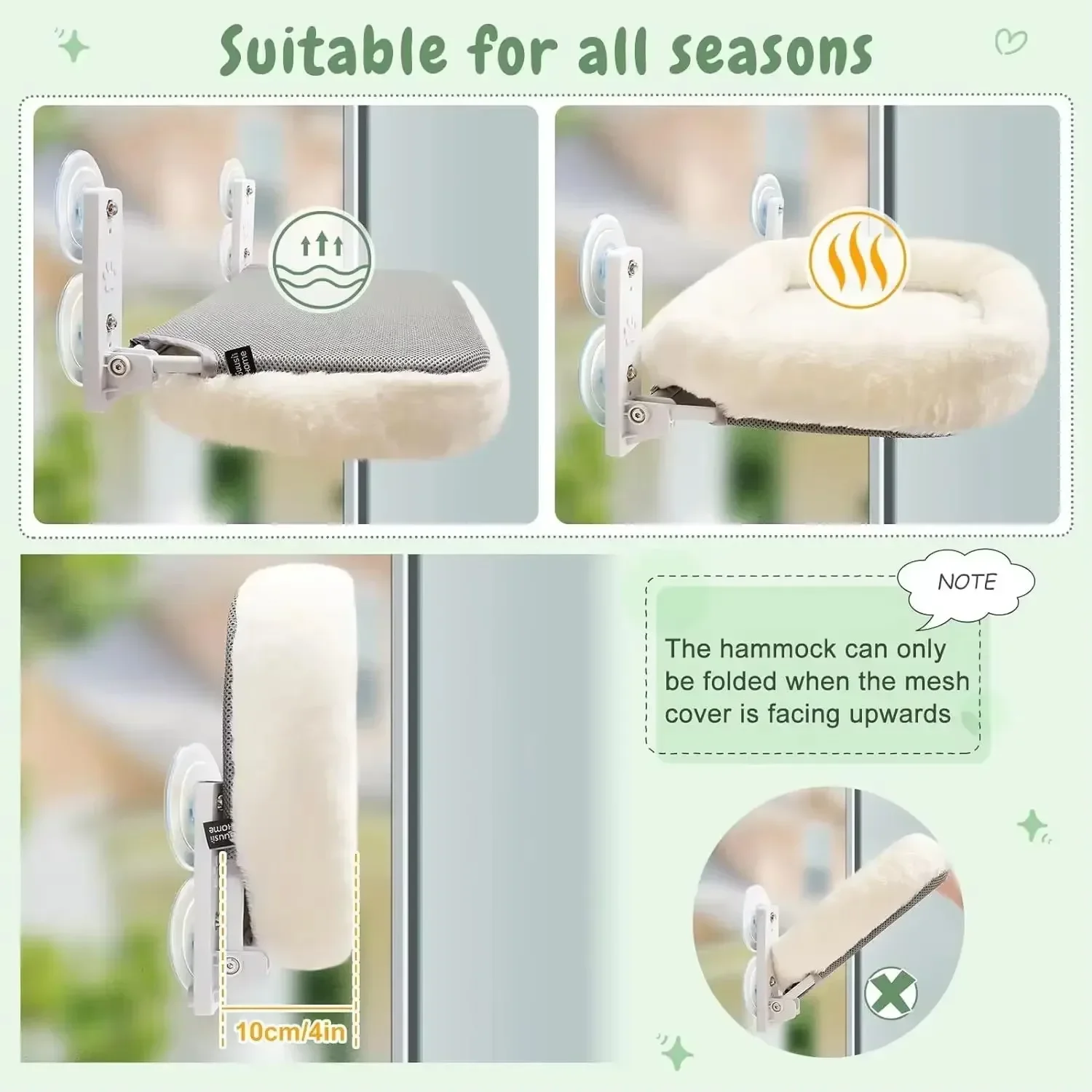 Winter Cat Hammock Foldable Pet Bed with Suction Cup for Window Balcony Sunbathing Glass Hanging Pet Nest Habitat Cat Supplies view 3