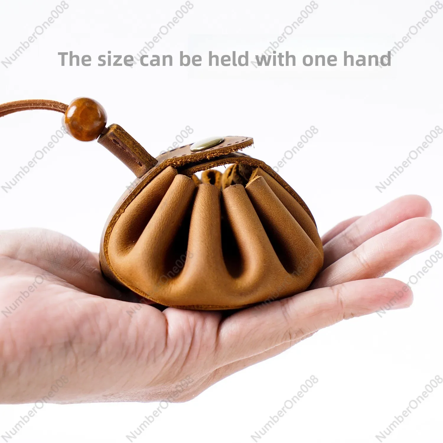 

Handmade Top-Grain Leather Drawstring Coin Purse - Small Genuine Leather Wallet For Men Women Students