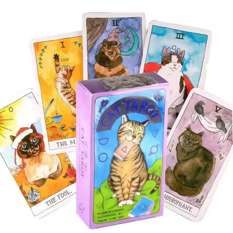 10.6*6.5cm Cat Tarot: 78 Cards (Whimsical and Humorous Tarot Deck, Stocking Stuffer for Kitten Lovers)