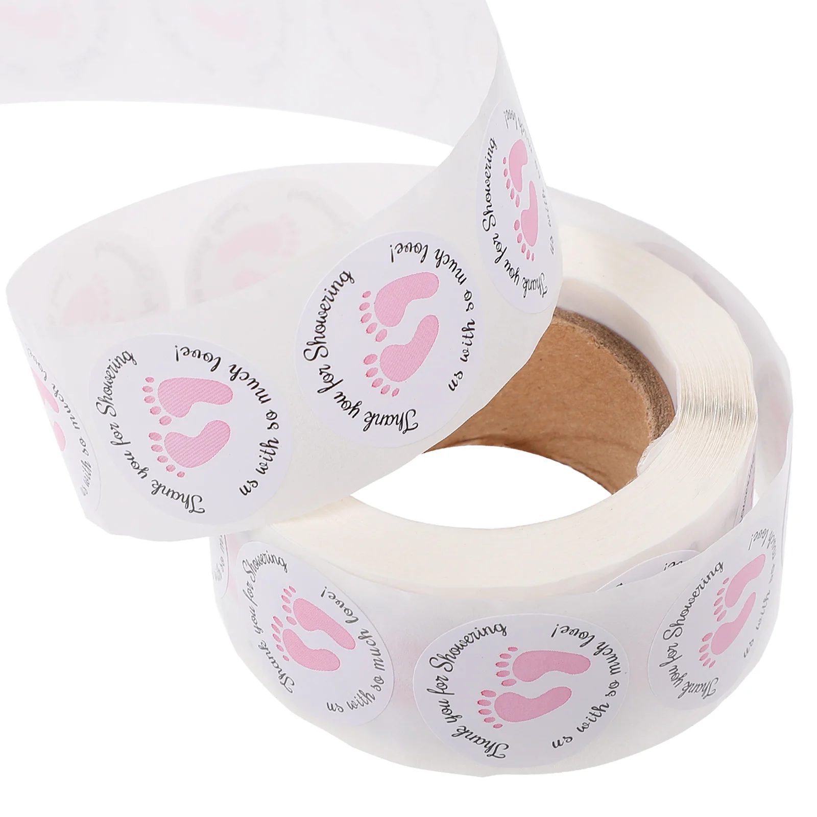 1000 peças adesivos de pé pequeno à prova d'água bebê obrigado papel menino chuveiro etiquetas adesivas