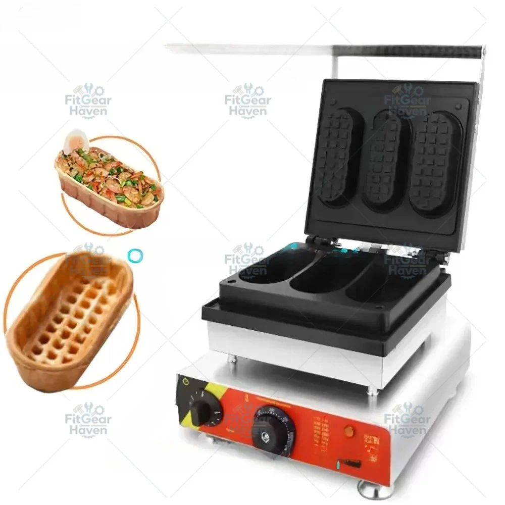 3PCS Electric Egg Tart Waffle Maker Boat Shape Pizza Bowl Forming Machine 1650W