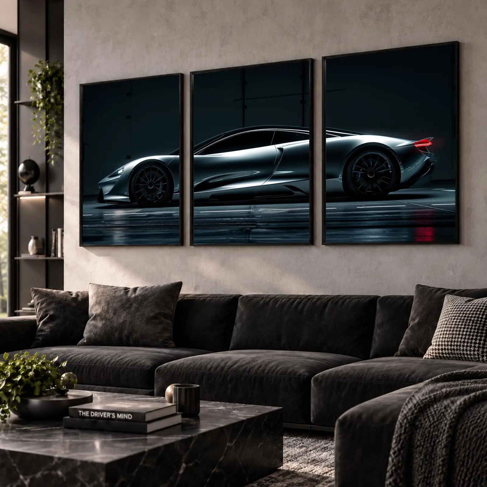 Silver Executive Supercar Painting Calligraphy Wall Art Canvas Poster Collection Prints for Bedroom Living Room Home Decoration