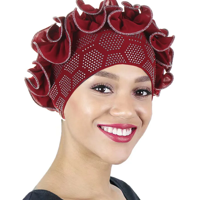 

New African Auto Gele Headtie Nigerian Wedding Gele Muslim Turban Cap Arab India Hat Female Head Wraps Turbante Mujer