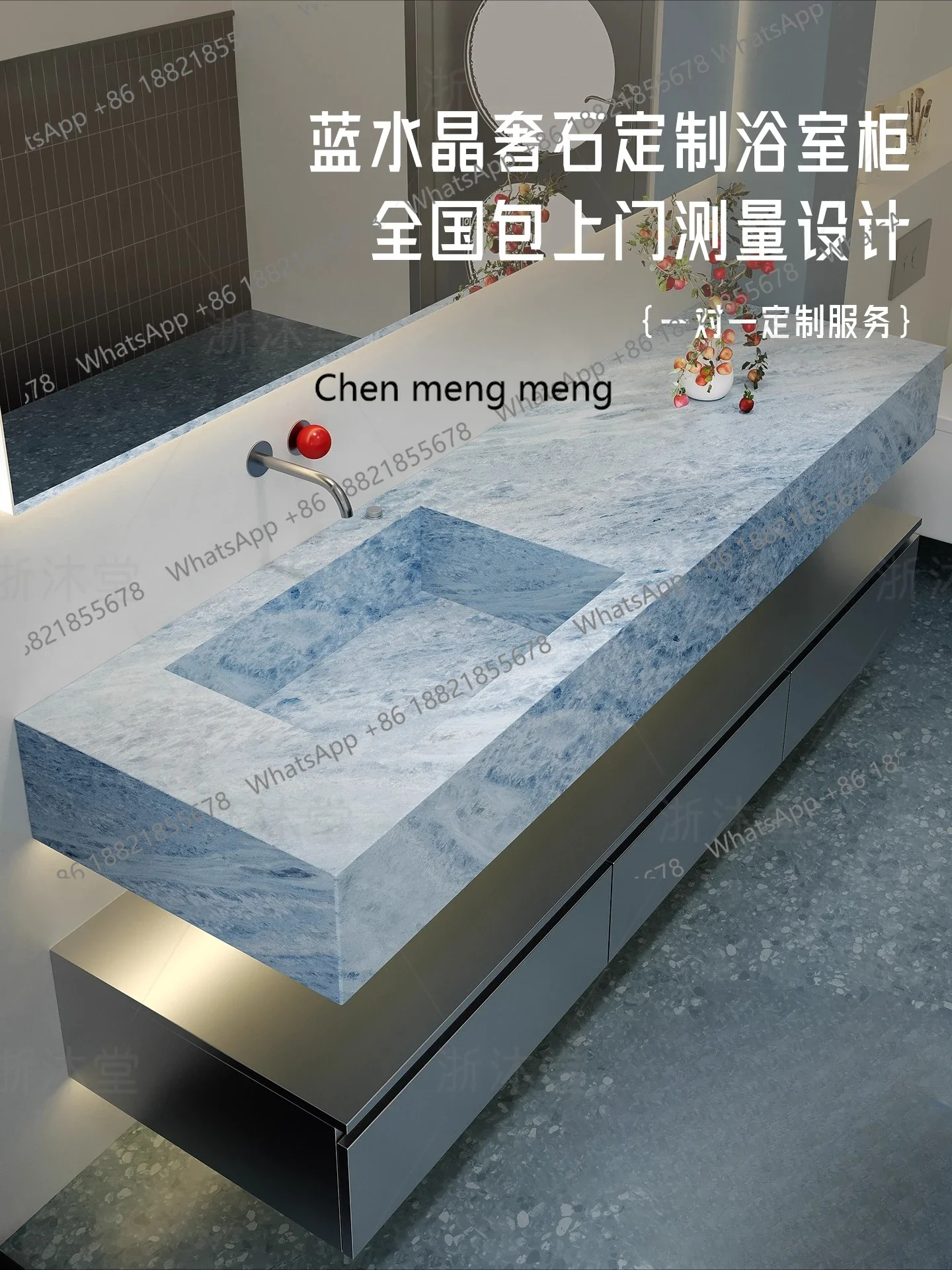 X  Marble luxury stone rock slab ceramic integrated basin bathroom cabinet combined bathroom, washstand