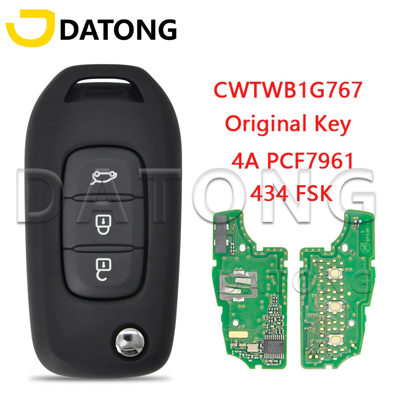 Datong World Car Remote Control Key For Renault Megane III Dacia Duster Kadjar Captur Symbol  FCC:CWTWB1G767 4A 434 FSK Original