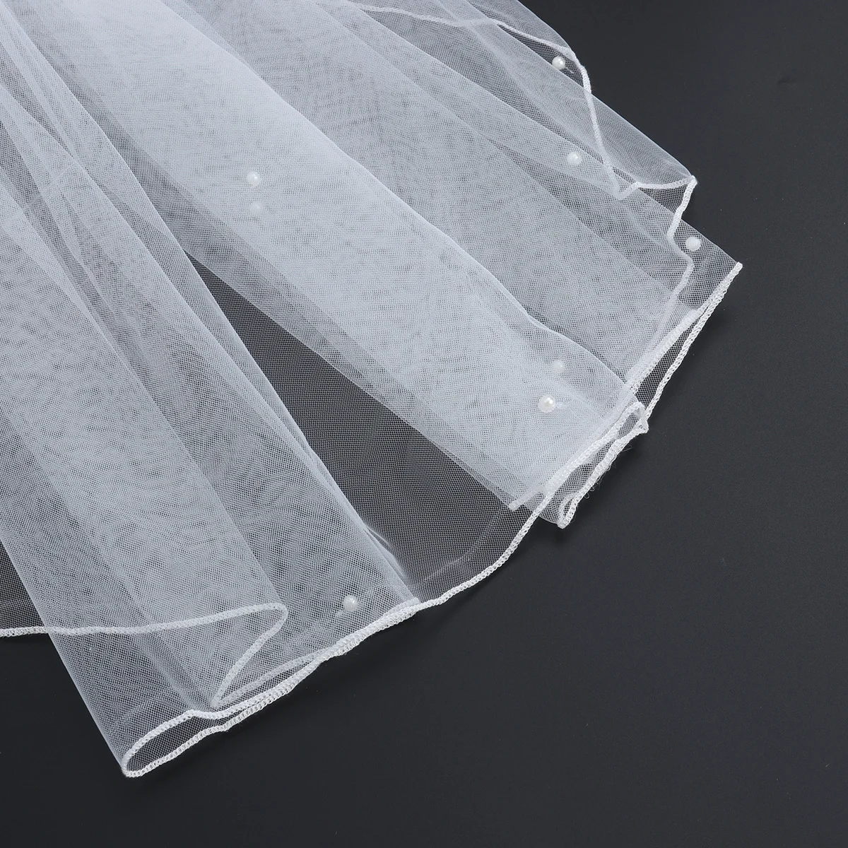 

Short Wedding Bridal Tulle Headpiece Pearl Comb Ivory White For Bride Ceremony Photography Party Veil For Bride Short