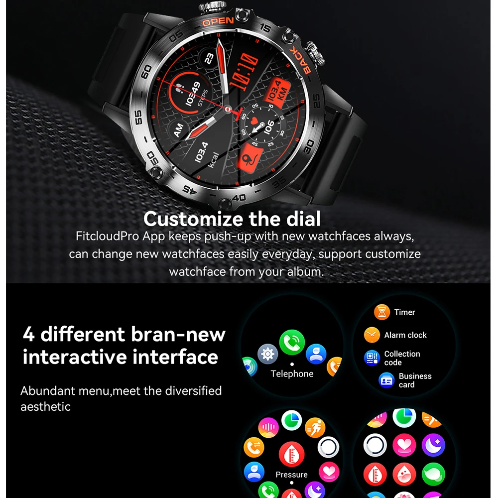 Relógios inteligentes mostrador personalizado azul dente chamada freqüência cardíaca oxigênio no sangue à prova dwaterproof água bateria longa tempo smartwatch para esportes ao ar livre