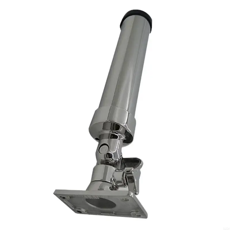 Stainless Steel Boat Fishing Rod Rack for Deck Placement, Adjustable Rod Rest with Square Mount Base for Marine Waiting and Deck