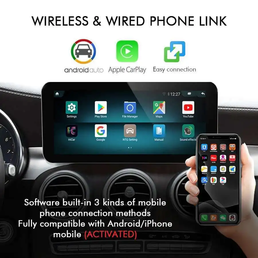 Pemutar Video Multimedia Radio Mobil Android 14 12.3 "untuk Benz V Class V260 V250 W447 GPS CARPLAY Layar Android Auto 1920*720
