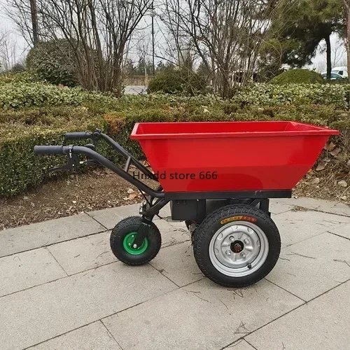 Electric Trolley Lorry Double-Wheel Agricultural Electric Hand Push Trolley Small Orchard Elevator Material Truck