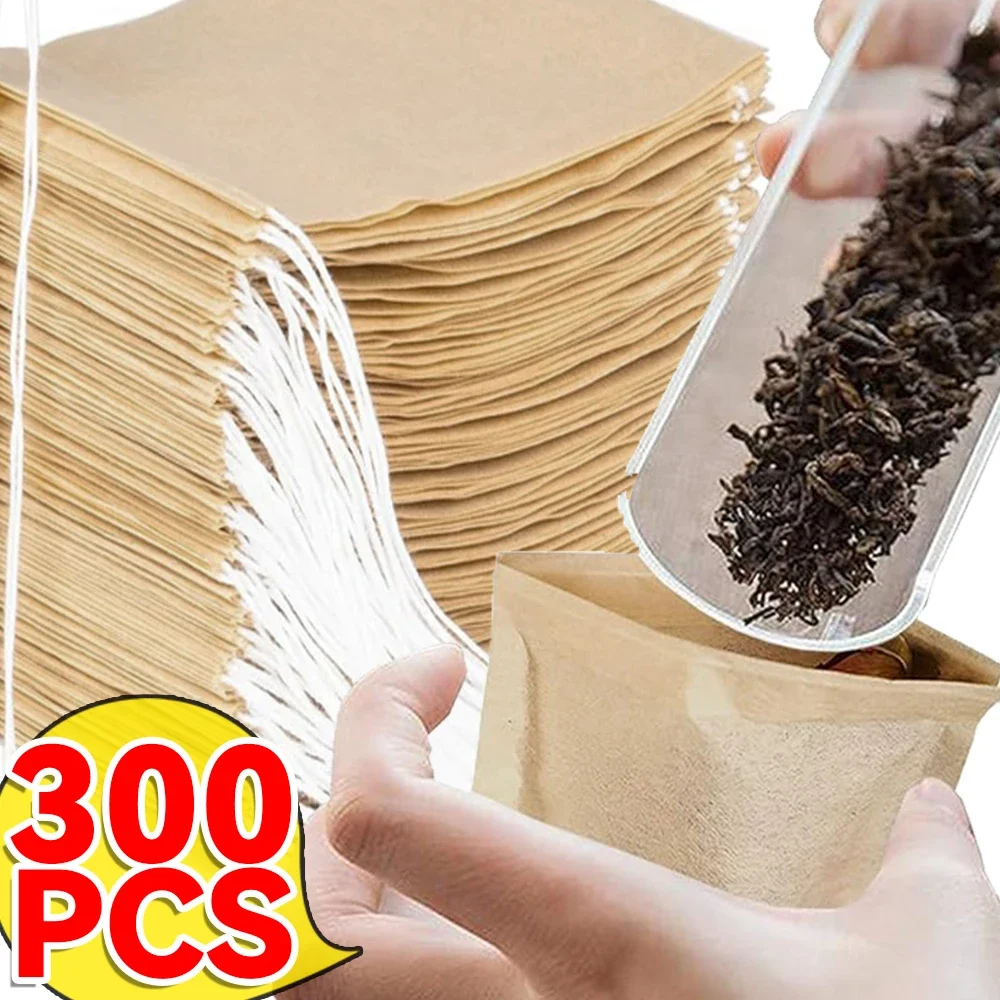 Natural Drawstring Tea Filter Bags Spice Coffee Loose Empty Filter Paper Bags with String Disposable Eco-Friendly Biodegradable