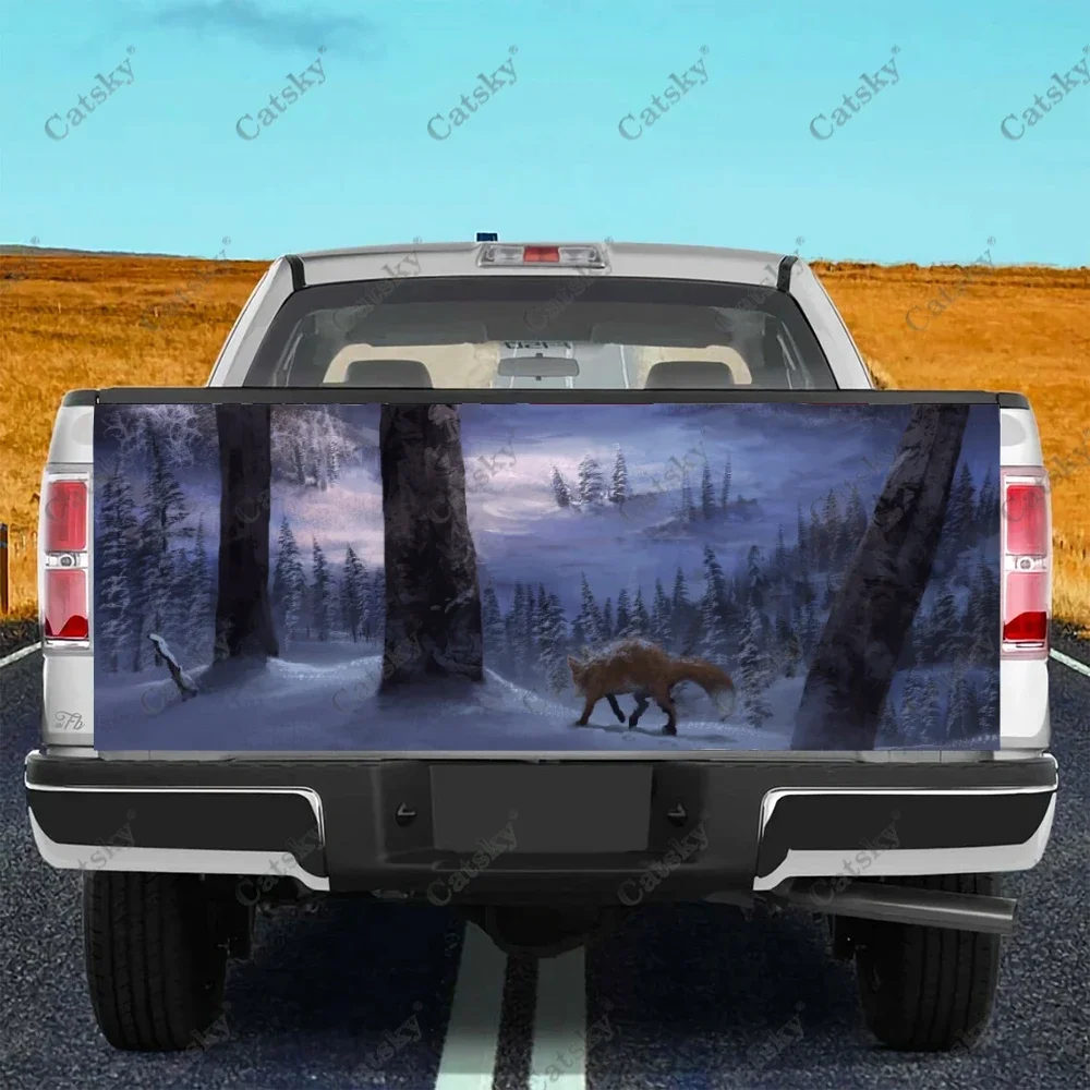 

Custom Animal Night Cute Fox Car Tail Trunk Protect Vinly Wrap Sticker Decal Car Hood Decoration Sticker for SUV Off-road Pickup