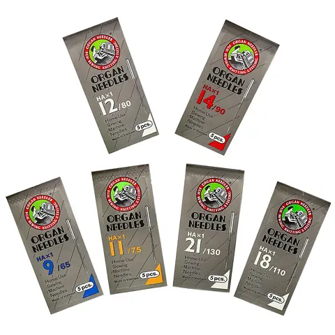 5pcs/Pack of Organ Household Sewing Needles HAX1 For Sewing Machine Singer Brother Size 9,11,12,14,18,21