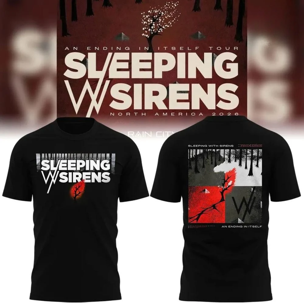 Sleeping with Sirens Emo Rock Tour 2026 Graphic Tee T Shirt Men's Women's Unisex Cotton Retro Cool Oversize Short Sleeve Top