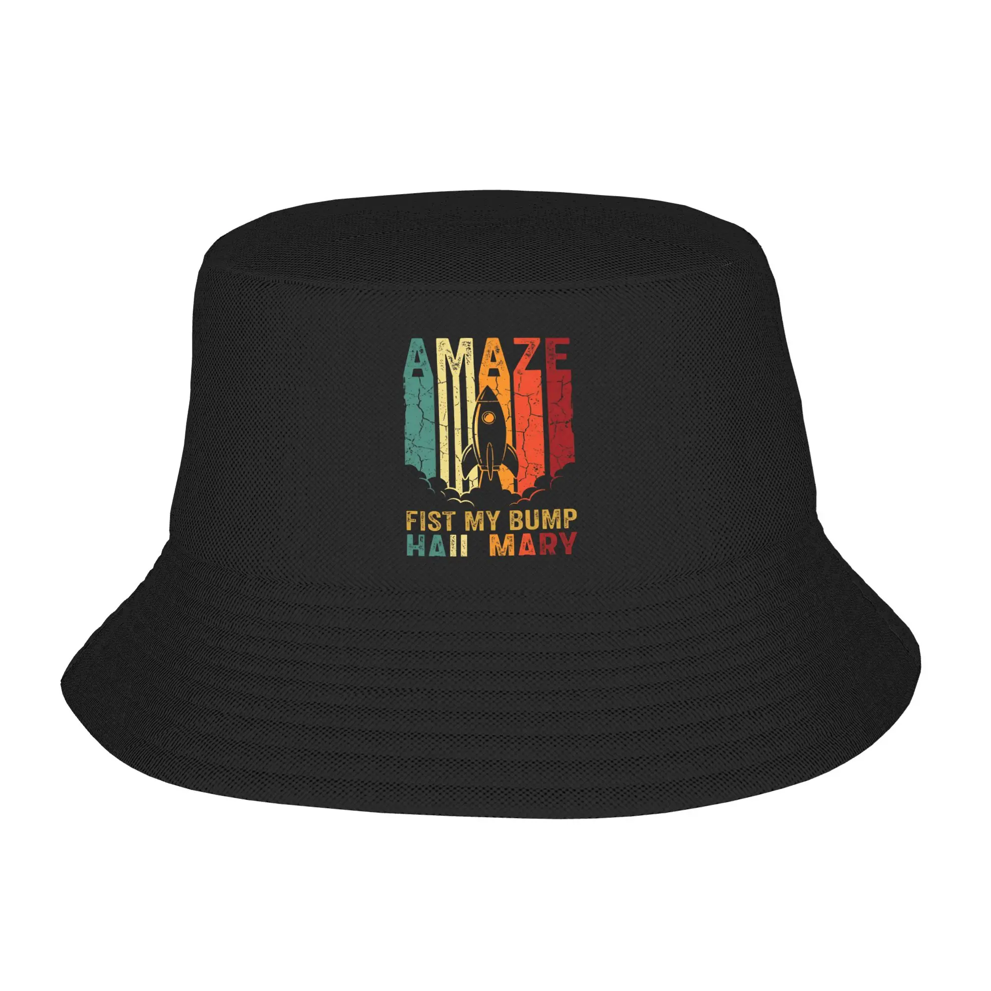 Amaze Fist My Bump Hail Mary Retro Bucket Hat  Streetwear Fisherman Caps Breathable Vacation Visor Hats For Men Women Korean Cap