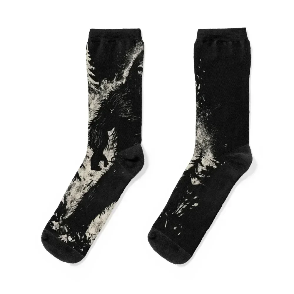 A Vintage Big Foot Forest Distressed Design Socks Men's halloween funny sock Women's Socks Men's