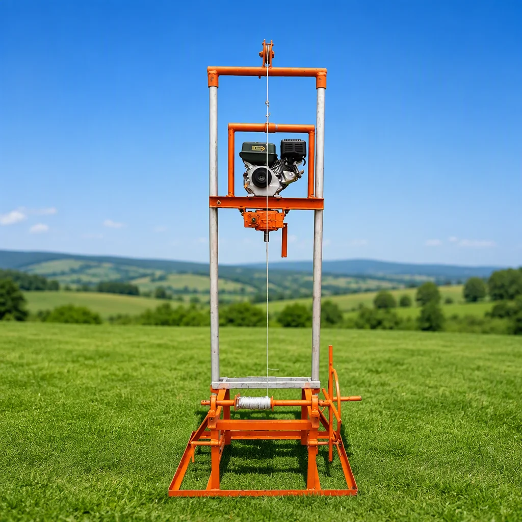 Customized Water Borehole Drilling Rig Gantry Frame Small Size 80 Meter Petrol Diesel Dual Power