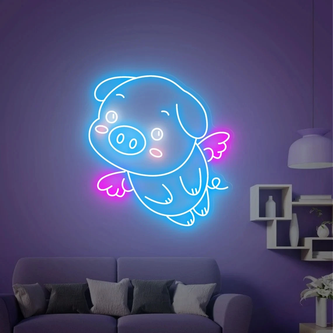 Imagem -03 - Cute Pig Neon Sign Indoor Wall Lights Decoração do Partido Kids Room Decor Presente de Aniversário Personalizado