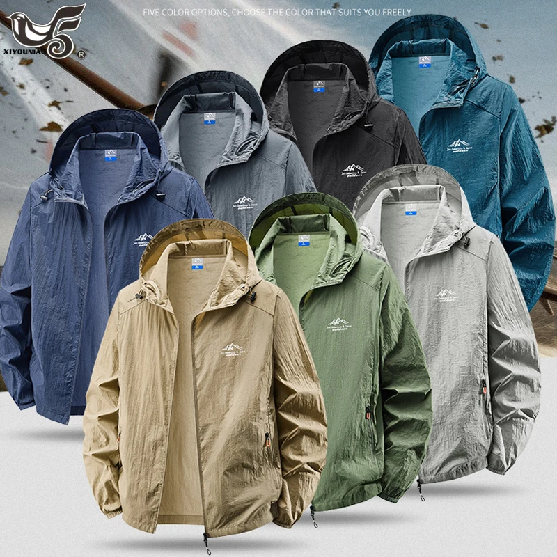 Hooded sunscreen clothing summer men's UV protection Jackets ultra-thin breathable fishing Hiking windbreaker Waterproof jacket