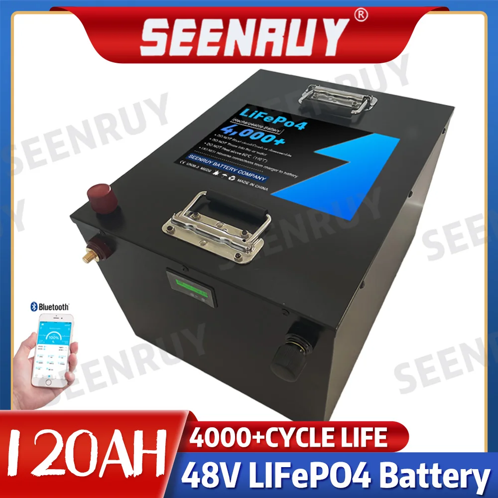 

48V 120Ah Lifepo4 Lithium Battery Lithium Iron Phosphate With BMS for 6000W 4000W Scooter Bike Golf Cart RV +10A Charger