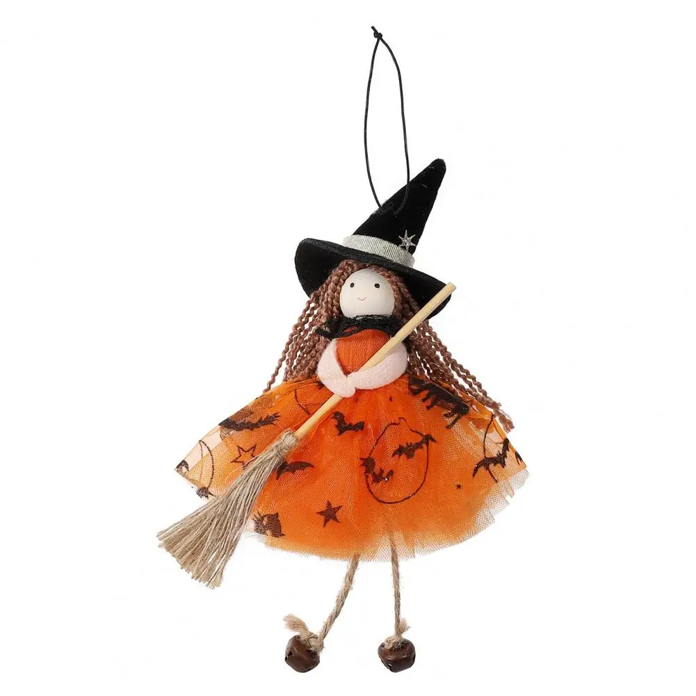 Halloween Party Decorations Halloween Holiday Decor Halloween Witch Doll with Broom Small Hanging Witch Figurine for Haunted