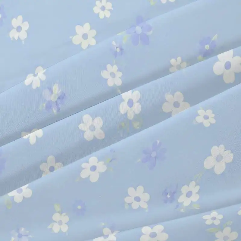 3Pcs Blue Daisy Fitted Sheet Three Piece Set (1*Fitted Sheet + 2*Pillowcases, Coreless), Bedding Set