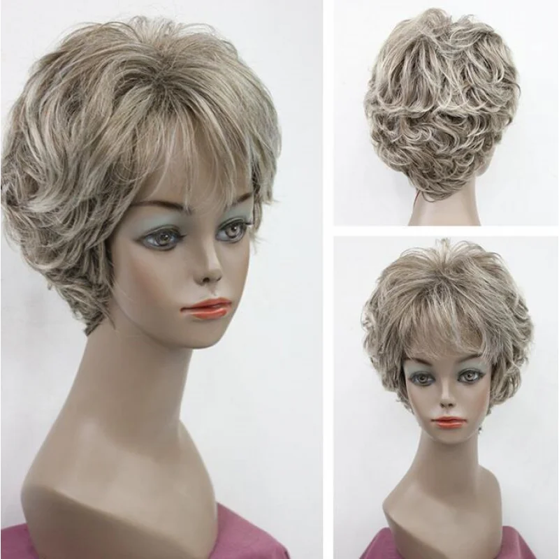 

Женский короткий кудрявый парик темно-русого цвета, парик из натуральных волос для женщин + шапочка для парика