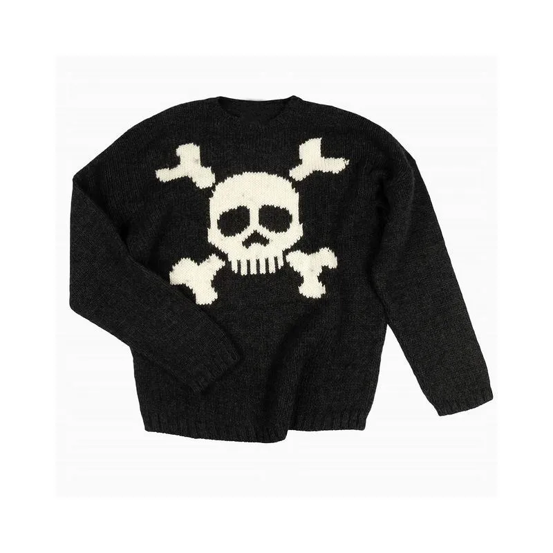 Street hip-hop skull print black zippered women\'s knitted sweater 2024y2k Harajuku jacket sweater