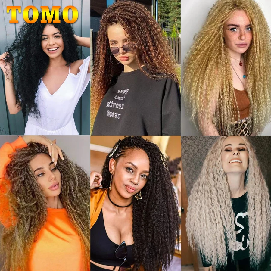 TOMO Ariel Curl Synthetic Hair 30Inch Water Wave Passion Twist Crochet Braids Ombre Afo Curls Deep Wave Braiding Hair Extensions