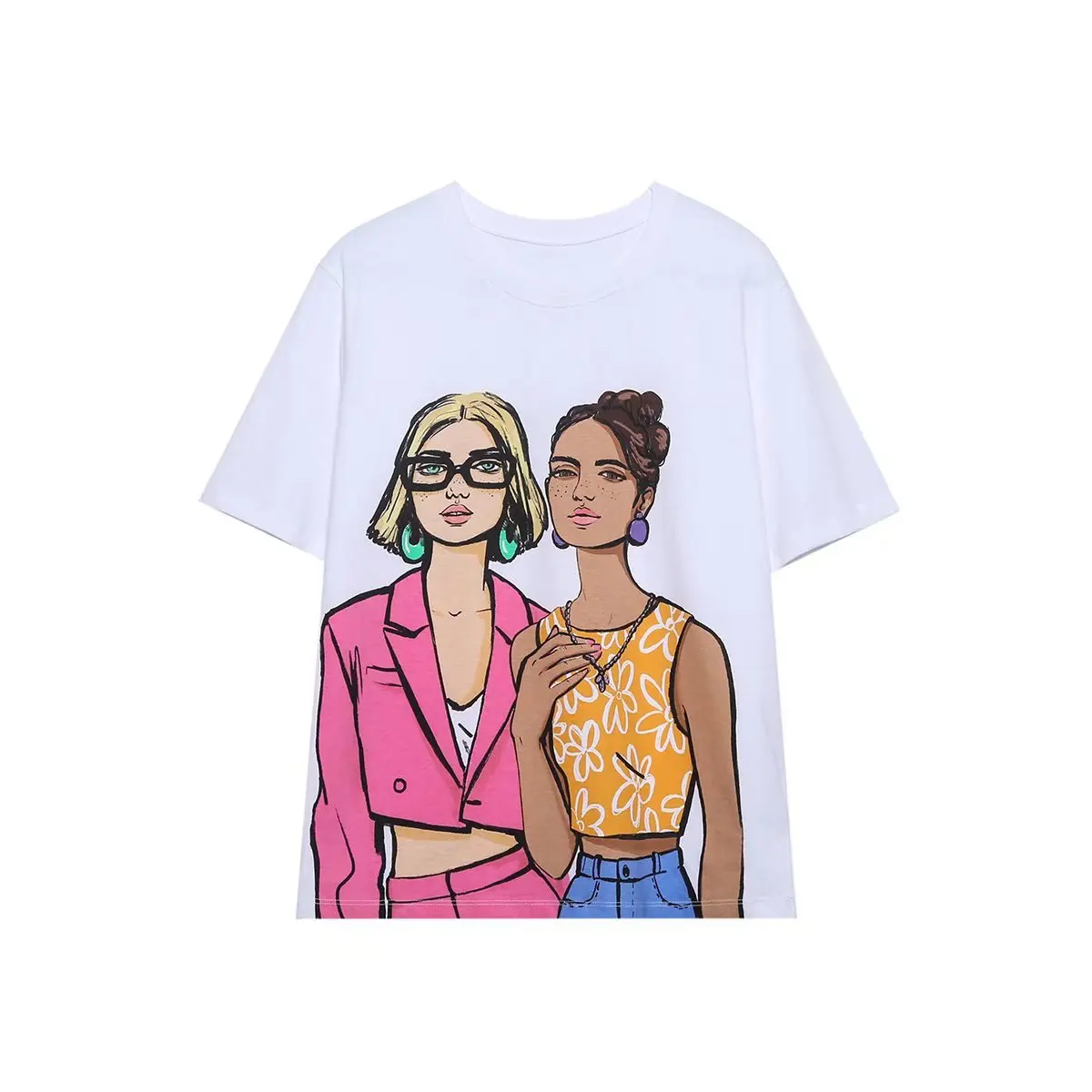Fashion Summer Color Print T Shirt Women Casual Loose Short Sleeves O Neck Tees Tops Trendy Streetwear Female 2024 New T Shirts