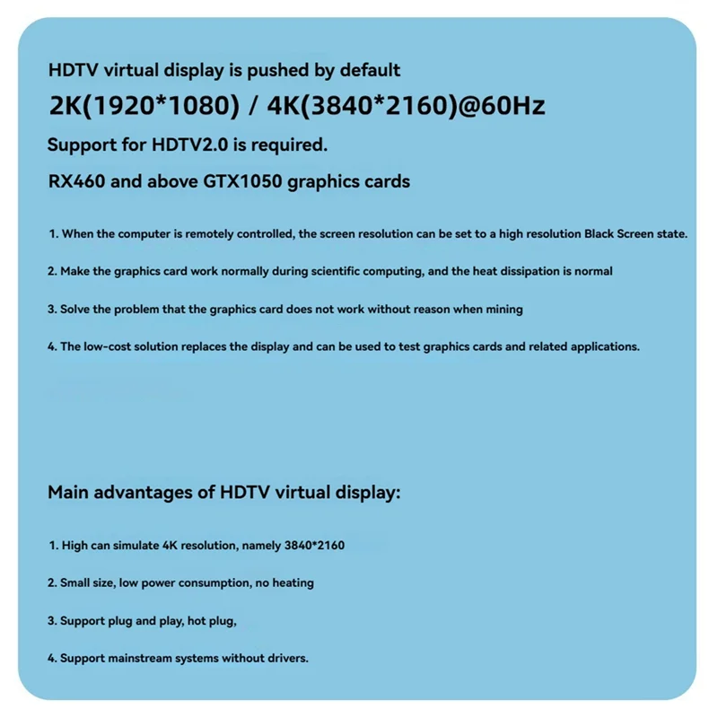 2 個 - 互換性のあるダミープラグ 4K HDR 仮想モニター EDID ヘッドレスゴーストエミュレーター サポート 4K 60Hz 1080 120Hz