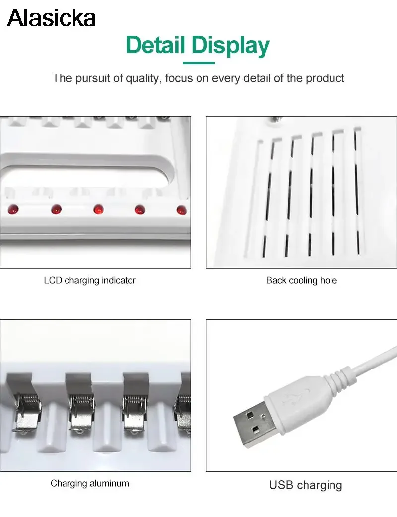 Battery Charger Intelligent 4 6 8 Slots EU Cable For AA/AAA Ni-Cd Rechargeable Batteries For Remote Control Microphone Camera