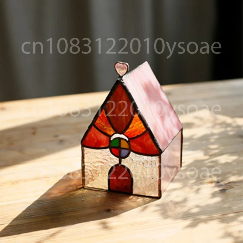 Stained Glass Welding Creative Night Light Decoration Christmas Light Little Red House Craft Kit