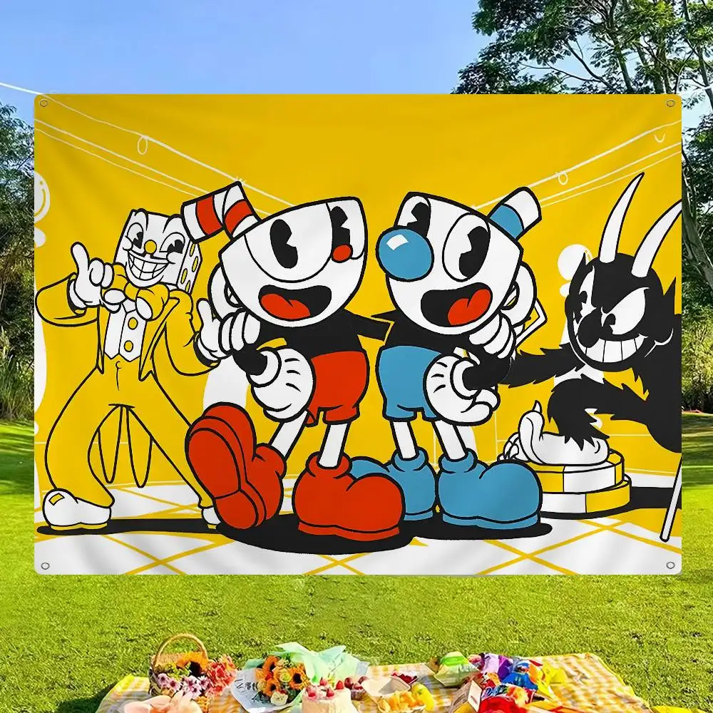 Game Cuphead Retro Flags Multiple Choice Living Studio Booth Interior Decoration Banner
